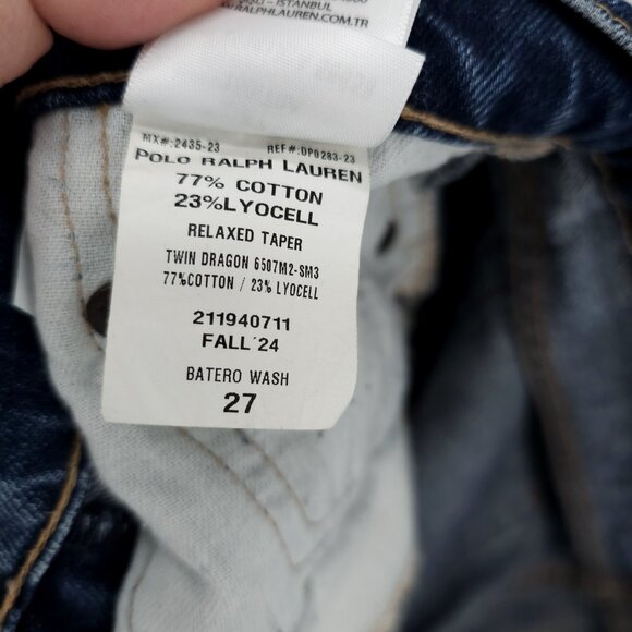 POLO RALPH LAUREN Relaxed Tapered Jeans Distressed Ripped Batero Wash Women's 27 - Picture 10 of 10